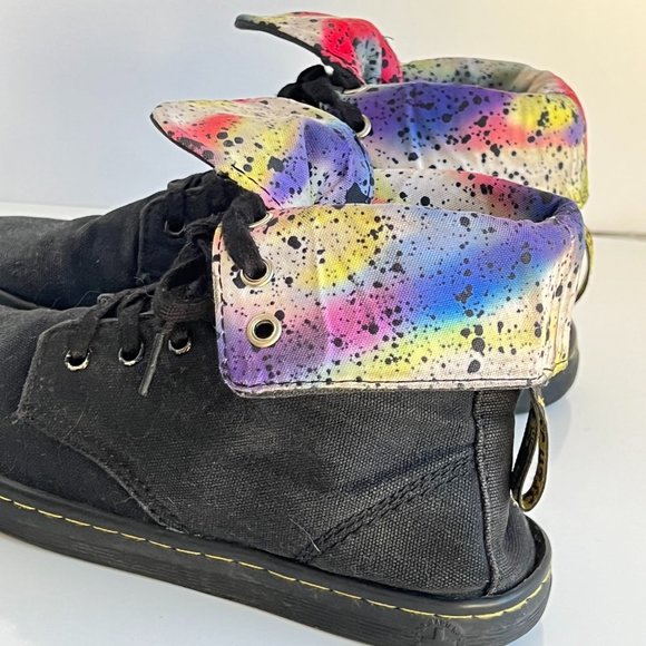 Dr. Martens Shoes - Dr Marten• Black Stratford Boots • Paint Splatter Size 7